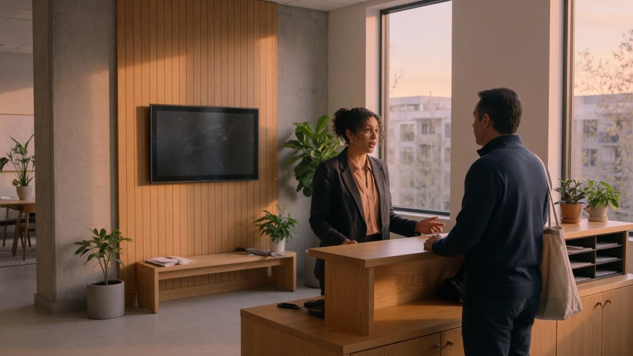 Staffed lobby in a living community